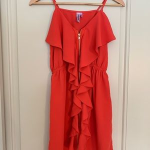 Coral Ruffle Mini Dress
